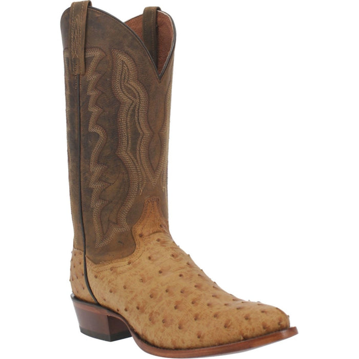 Dan Post Men's Gehrig Full Quill Ostrich Round Toe Boots - Saddle - 7D