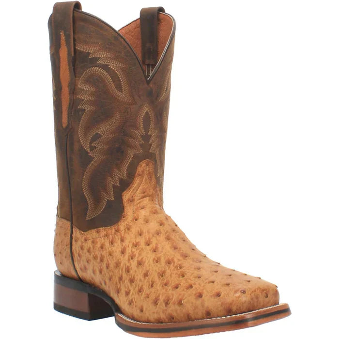 Dan Post Men's Kershaw Full Quill Ostrich Square Toe Boots - Saddle - 7D
