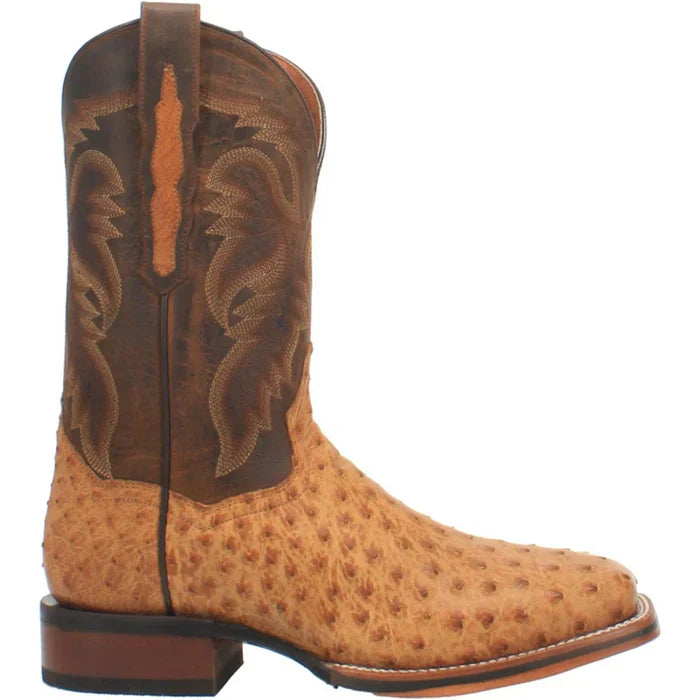 Dan Post Men's Kershaw Full Quill Ostrich Square Toe Boots - Saddle - 7D