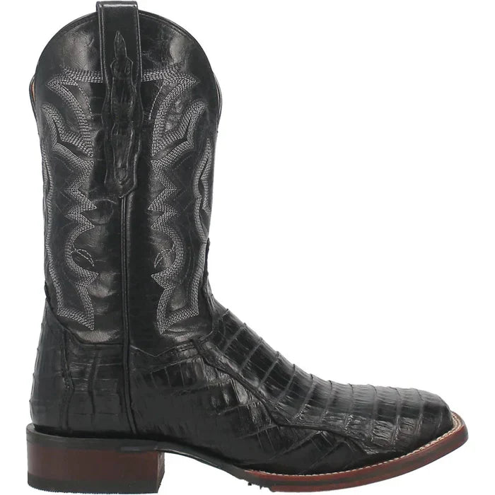 Dan Post Men's Kingsly Genuine Caiman Belly Square Toe Boots - Black - 7D