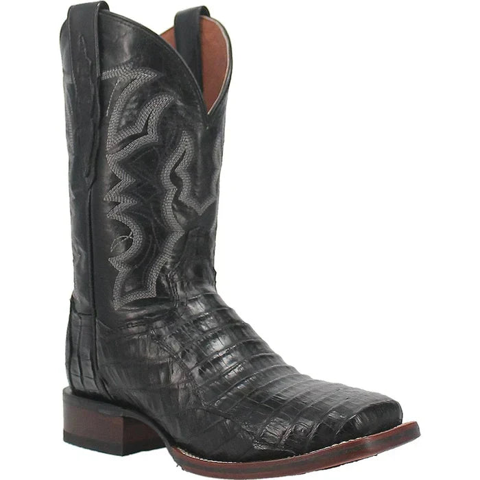 Dan Post Men's Kingsly Genuine Caiman Belly Square Toe Boots - Black - 7D