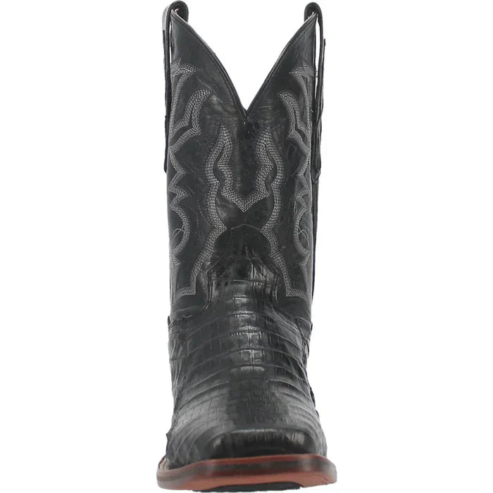 Dan Post Men's Kingsly Genuine Caiman Belly Square Toe Boots - Black - 7D