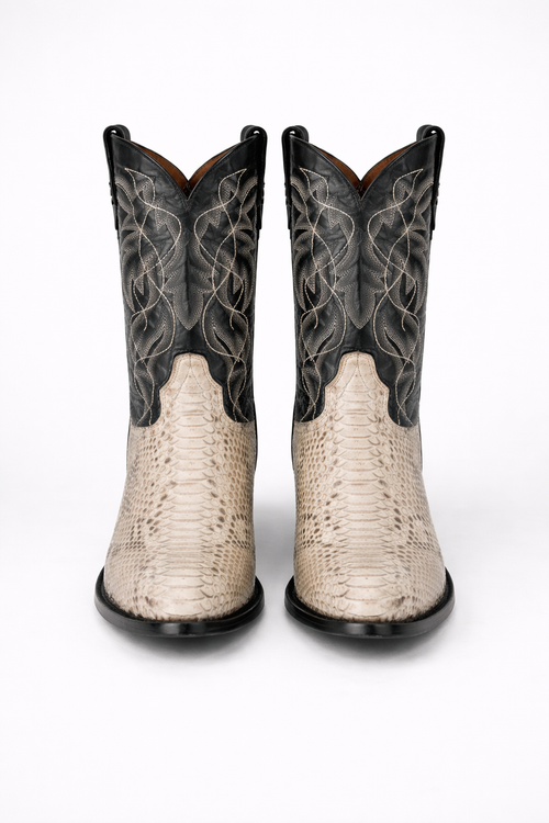 Dan Post Men's Manning Python Snakeskin Round Toe Boots - Natural-New Designer Collection