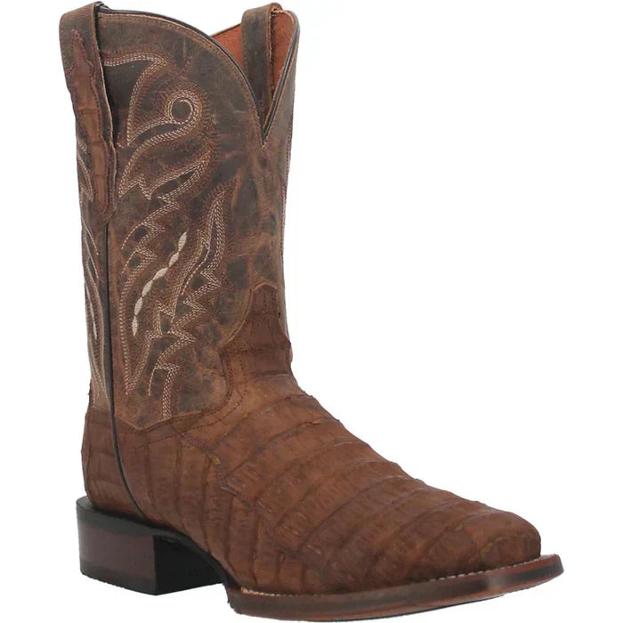Dan Post Men's Mickey Genuine Caiman Belly Square Toe Boots - Tan - 7D