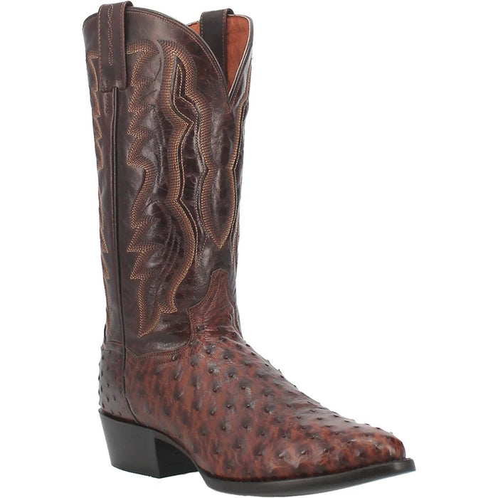 Dan Post Men's Pershing Full Quill Ostrich Round Toe Boots - Brass - 7.5D