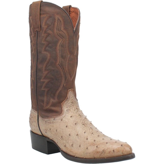 Dan Post Men's Pershing Full Quill Ostrich Round Toe Boots - Brass - 7.5D