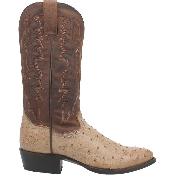 Dan Post Men's Pershing Full Quill Ostrich Round Toe Boots - Brass - 7.5D