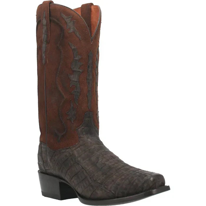 Dan Post Men's Stalker Genuine Caiman Belly Square Toe Boots - Brown - 7D
