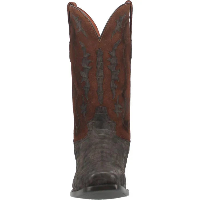 Dan Post Men's Stalker Genuine Caiman Belly Square Toe Boots - Brown - 7D