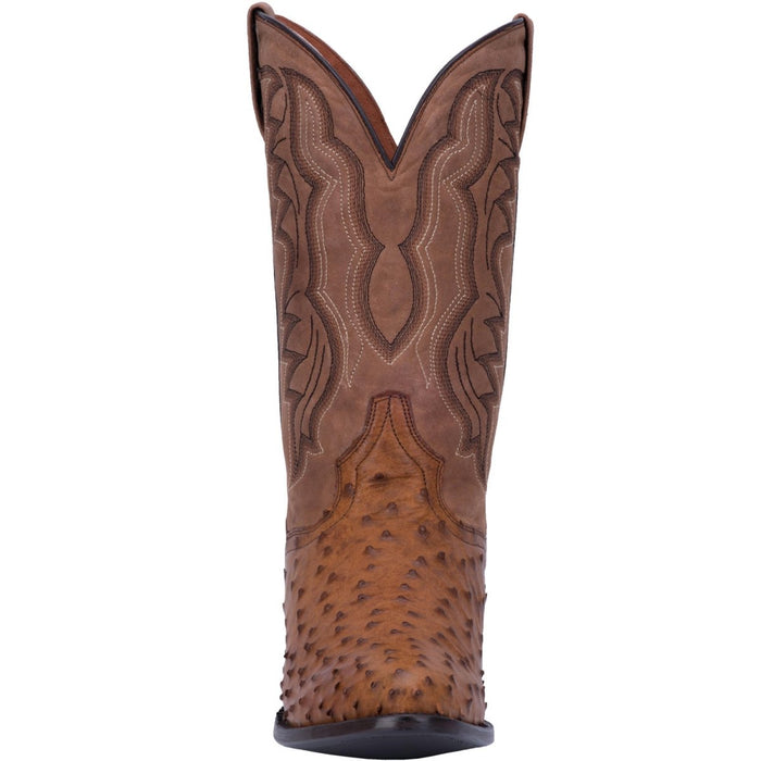 Dan Post Men's Tempe Full Quill Ostrich Round Toe Boots - Saddlebrown - 7D