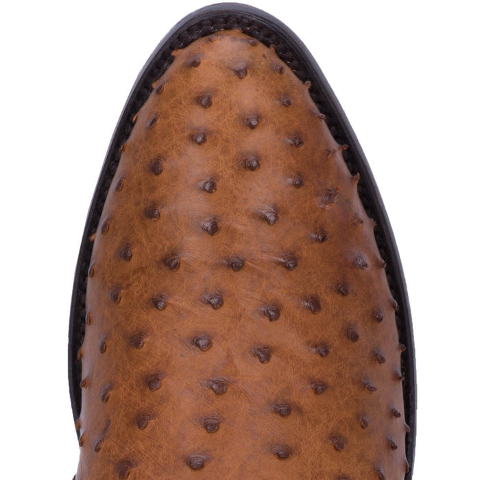 Dan Post Men's Tempe Full Quill Ostrich Round Toe Boots - Saddlebrown - 7D