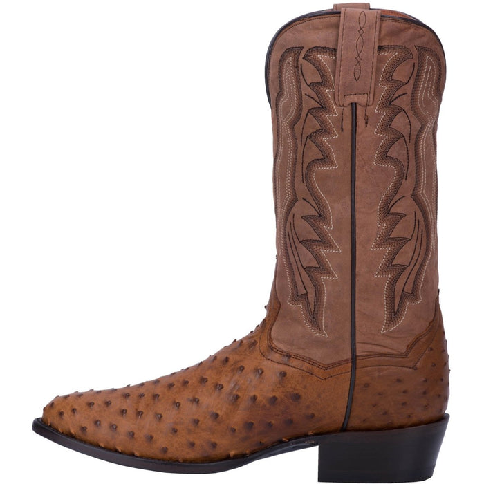 Dan Post Men's Tempe Full Quill Ostrich Round Toe Boots - Saddlebrown - 7D