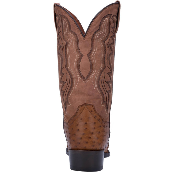 Dan Post Men's Tempe Full Quill Ostrich Round Toe Boots - Saddlebrown - 7D