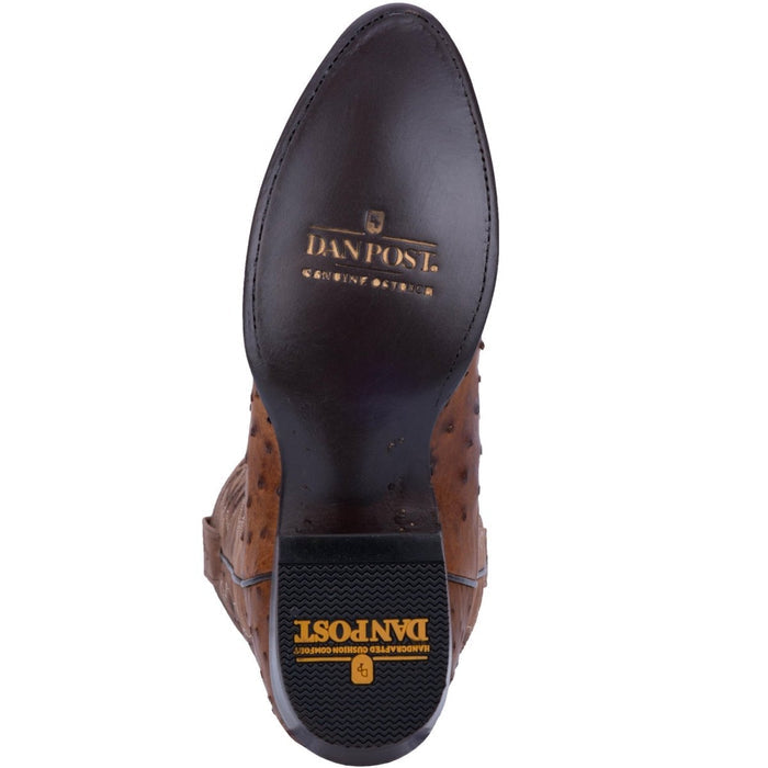 Dan Post Men's Tempe Full Quill Ostrich Round Toe Boots - Saddlebrown - 7D