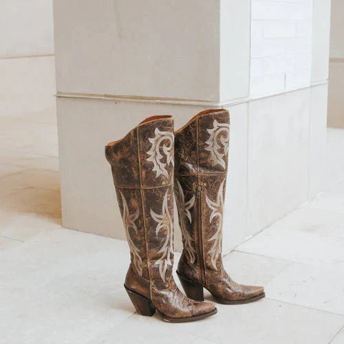 Dan Post Women's Jilted Snip Toe Leather Tall Boots - Brown - Brown