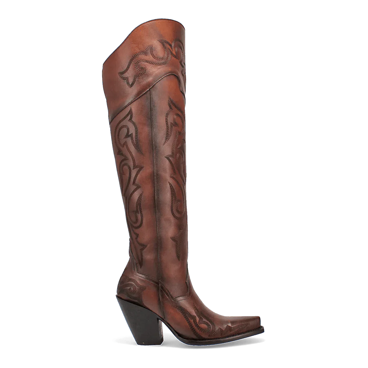 Dan Post Women's Seductress Snip Toe Leather Tall Boots - Chestnut - Chestnut