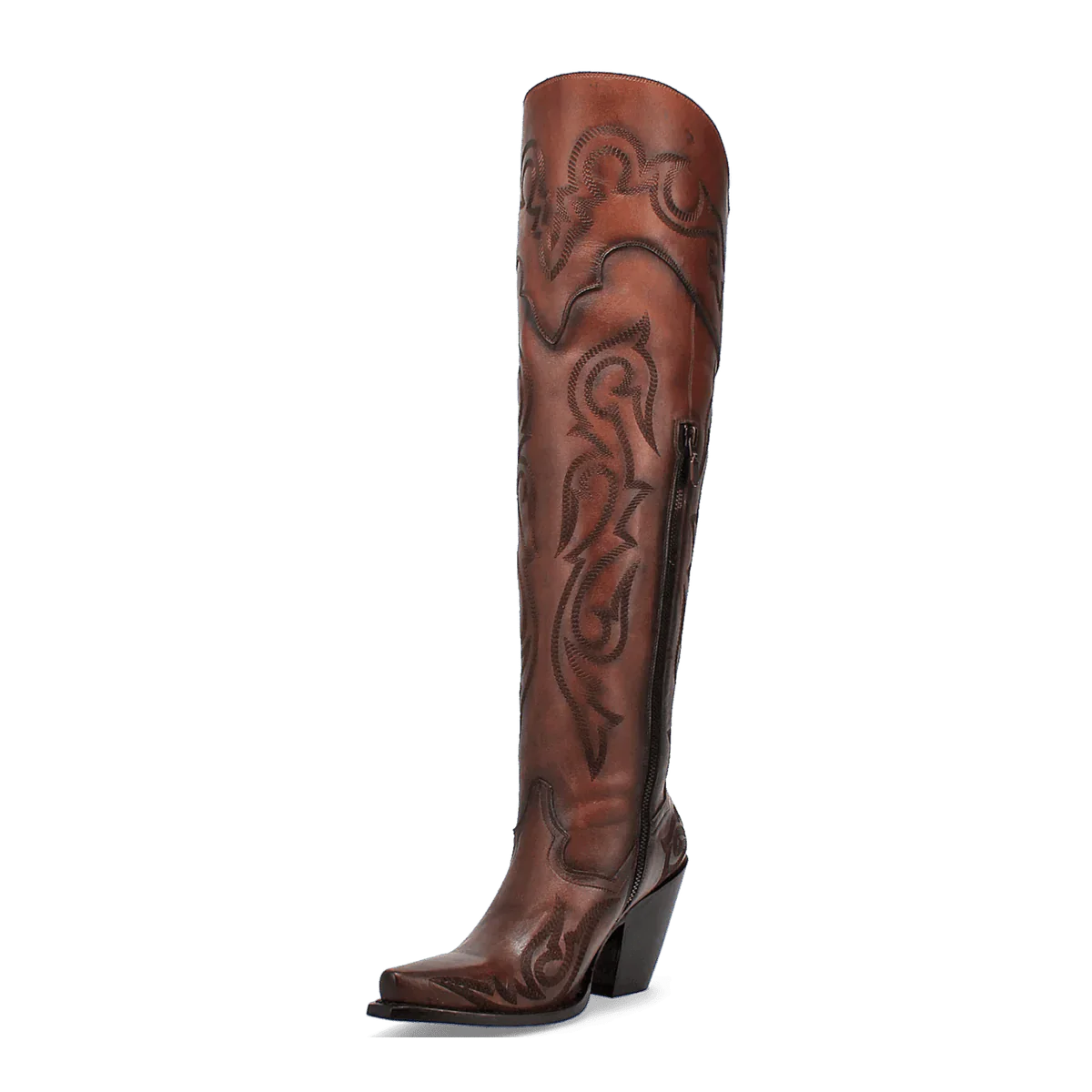 Dan Post Women's Seductress Snip Toe Leather Tall Boots - Chestnut - Chestnut