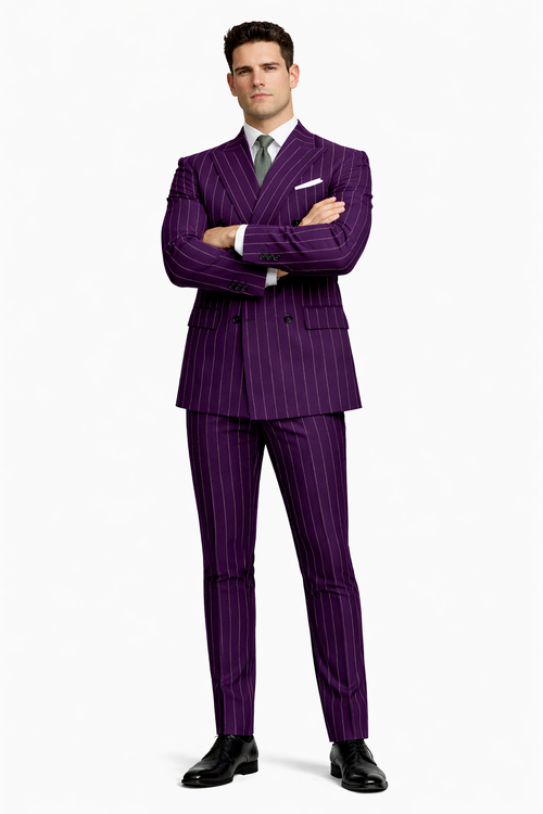 Dark Purple Pinstripe Suit - Gangster Suit - 1920's Suit-New Designer Collection