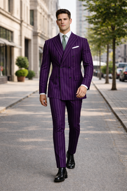 Dark Purple Pinstripe Suit - Gangster Suit - 1920's Suit-New Designer Collection