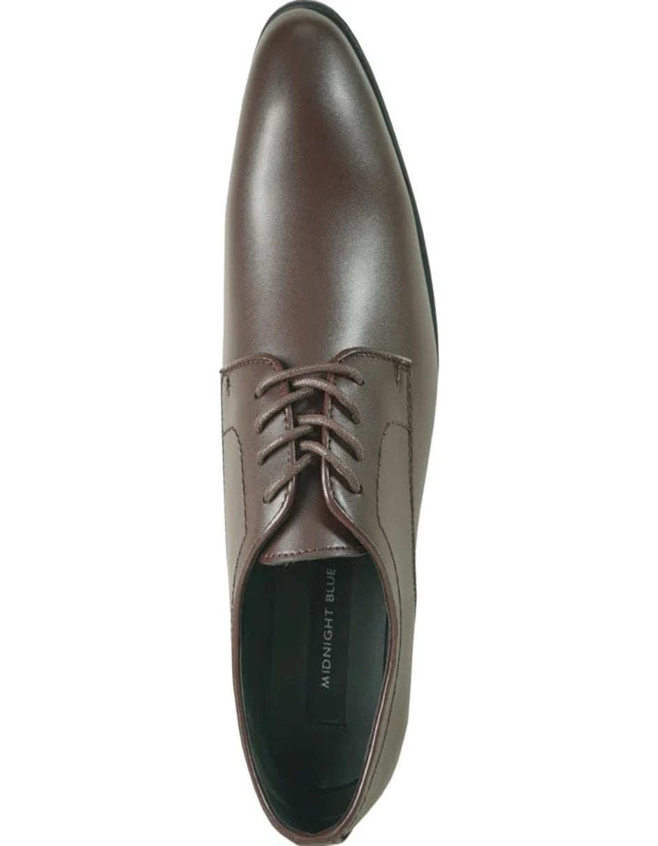 Mens Plain Round Toe Dress Oxford Dark Brown Shoe - 6.5 Standard / D / Medium