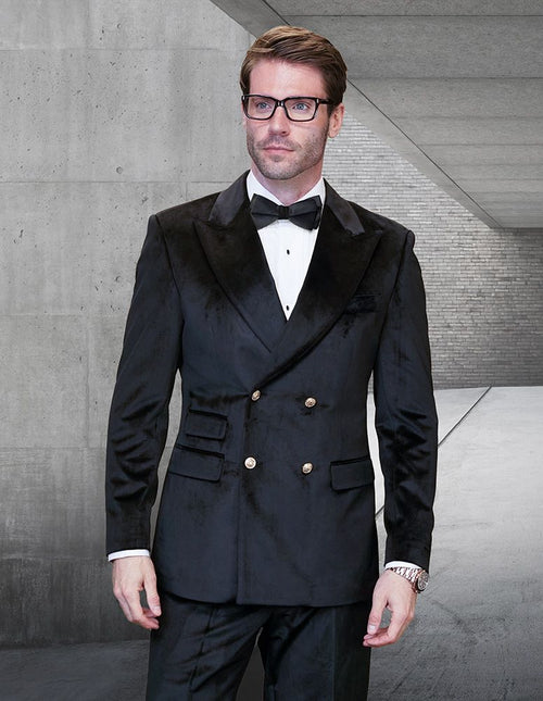 Mens Outlet 2 Piece Velvet Fashion Suit Solid Color Shop Now