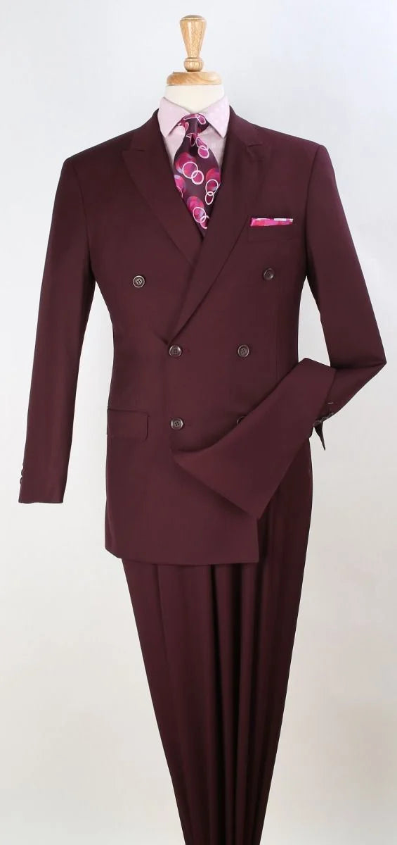 Apollo King Men's 2 Piece Double Breasted Suit Pleated Pants Outlet - 38 Short Jacket+32 Waist Adjustable 28to34)(Height: 5 4 to5 7 )(Neck  15-16.5)S-M)