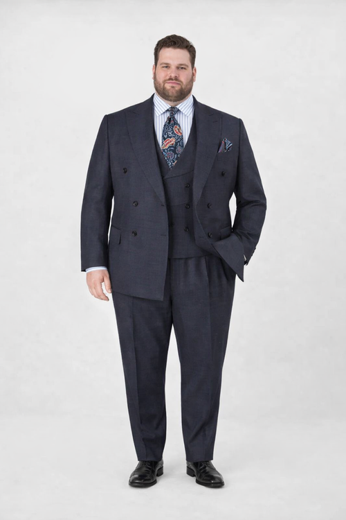 Double Breasted Suits - Vested Suits Wool Fabric - Apolo King Brand - Gray Plaid Suit-New Designer Collection