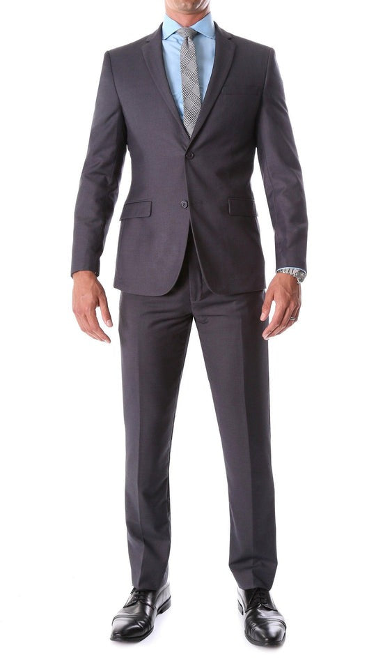 Slim Fit Suit - Fitted Suit Men's 2 Button 3 piece suit Charcoal Affordable - Discounted Priced On Clearance Sale