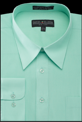 "Mint Green Men's Regular Fit Dress Shirt - Basic Style" - 19½ 36/37