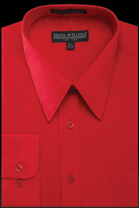 "Red Men's Regular Fit Dress Shirt - Basic Style" - 14½ 32/33