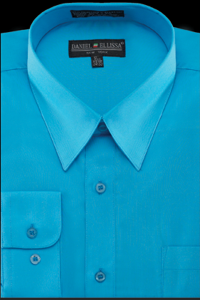 "Turquoise Men's Regular Fit Dress Shirt - Basic Style" - 14½ 32/33