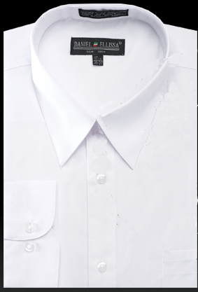 White Cotton Blend Men's Dress Shirt - Basic Style - White