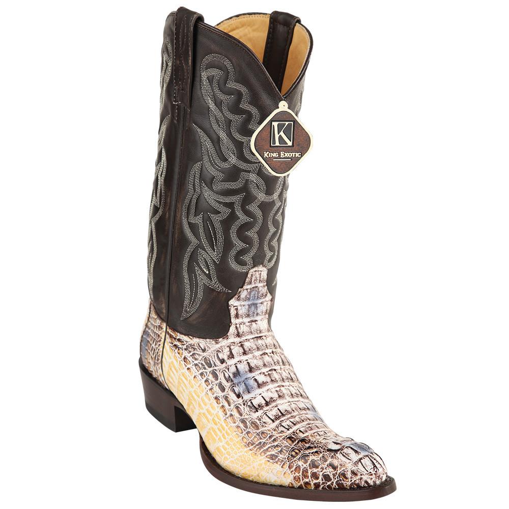 King Exotic Caiman Hornback Traditional Cowboy Boot - Natural