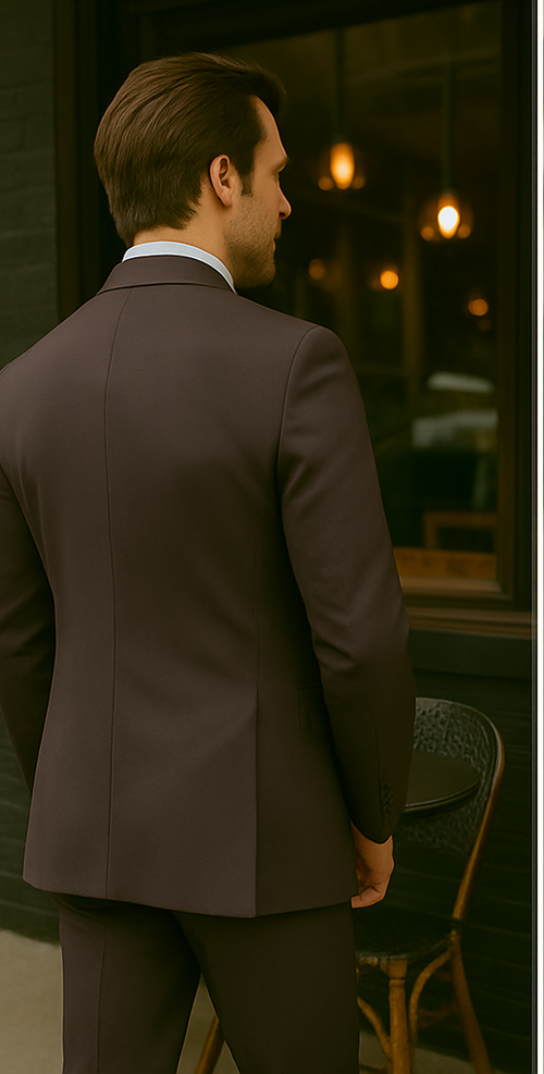 Modern Fit - Wool Suit - Italian Made Business Suit by Statement Men's 2 Piece 100% Wool Modern Fit Suit - Subtle Windowpane