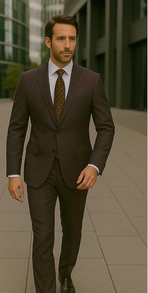 Modern Fit - Wool Suit - Italian Made Business Suit by Statement Men's 2 Piece 100% Wool Modern Fit Suit - Subtle Windowpane