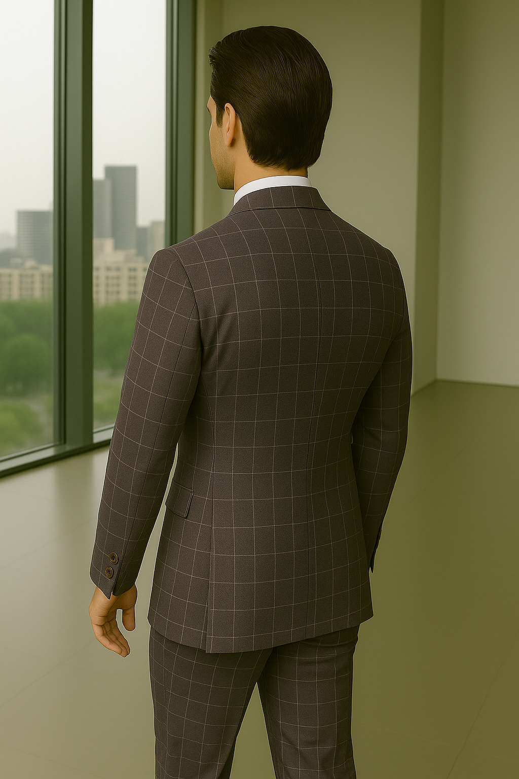 Wool Suit - Italian Made Business Suit by Statement Men's 3 Piece 100% Wool Modern Fit Suit - Fashion Pattern - 38R