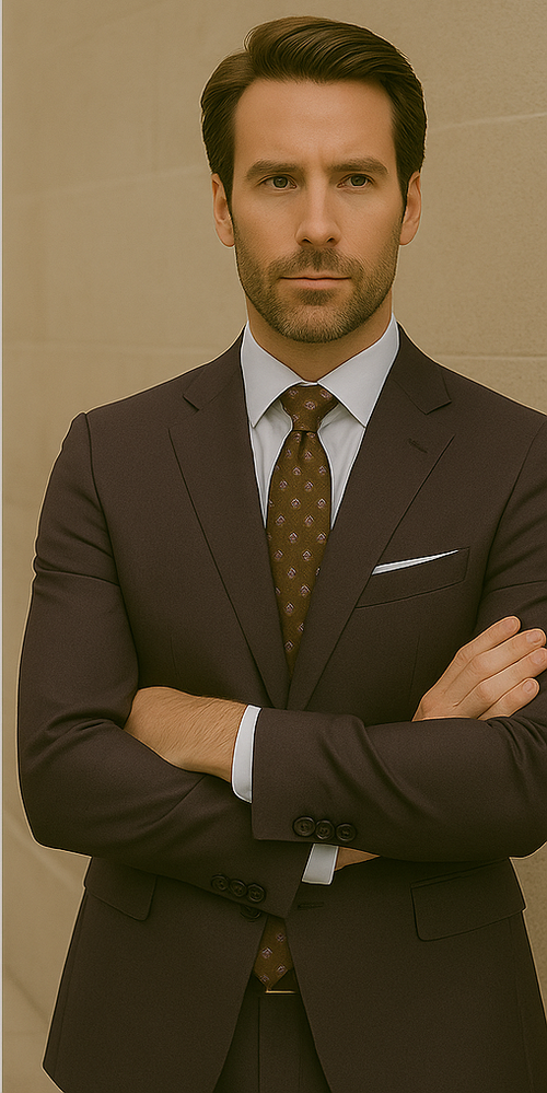 Modern Fit - Wool Suit - Italian Made Business Suit by Statement Men's 2 Piece 100% Wool Modern Fit Suit - Subtle Windowpane