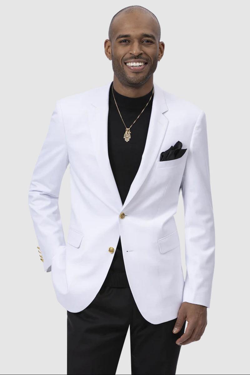 "EJ Samuel Men's Two-Button Club Blazer - Crisp White" - White