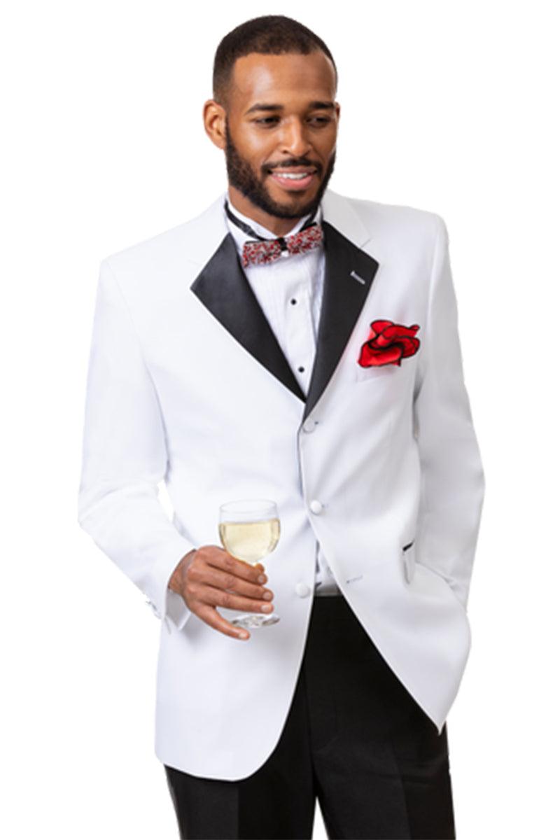 "EJ Samuel White & Black 3-Button Notch Lapel Tuxedo" - White