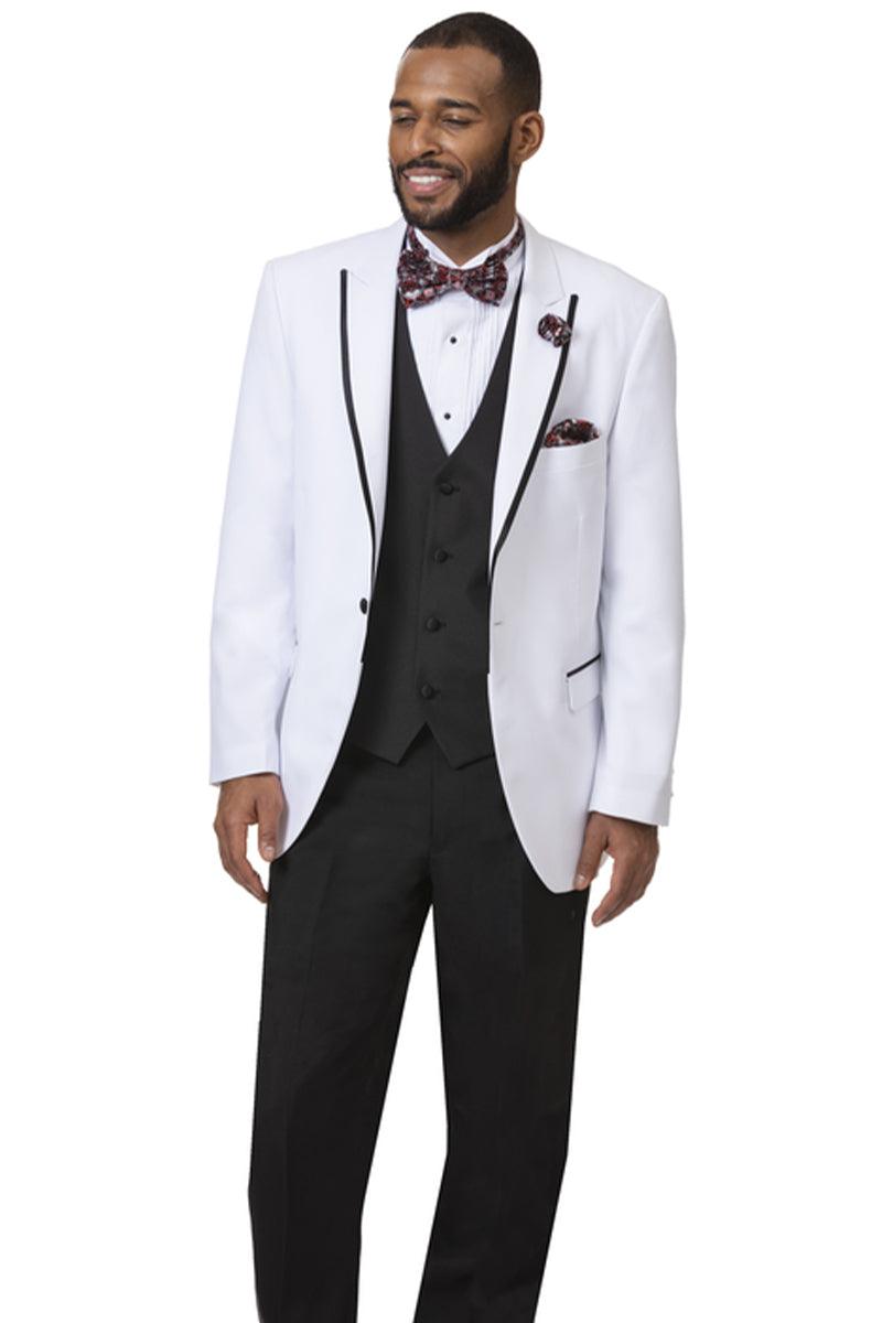 "EJ Samuel White Tuxedo with Satin Peak Lapel" - White