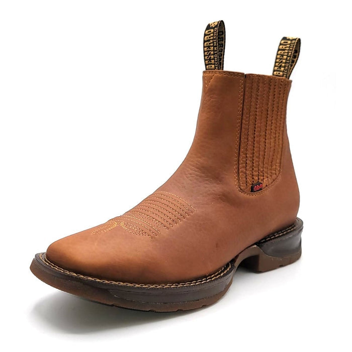 El Besserro Men's Square Toe Leather Ankle Boots Honey - 6