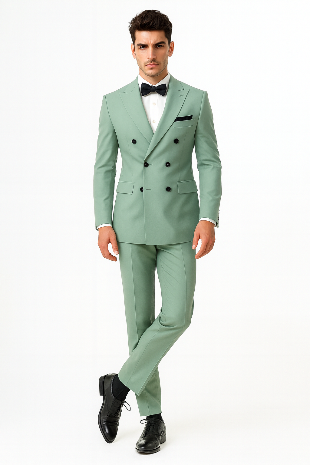 Mens Sage Green Double Breasted Suit - 34 Short or Extra Small
