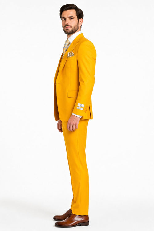 Rossi Man ELI RM103 Modern Fit 3-Piece Mens Suit in Bold Yellow
