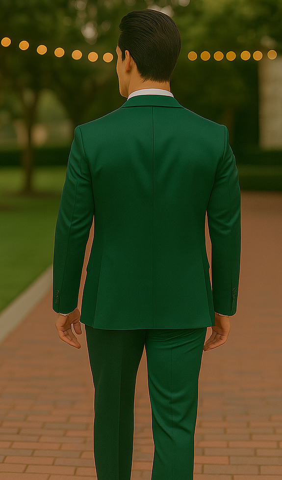Emerald Green Satin Tuxedo Four Piece Set - Wedding - Prom - 34R Coat - 28 Waist