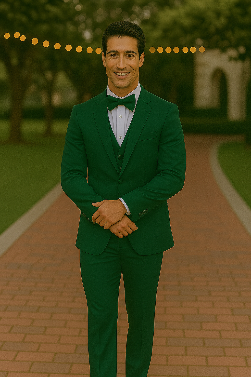 Emerald Green Satin Tuxedo Four Piece Set - Wedding - Prom - 34R Coat - 28 Waist