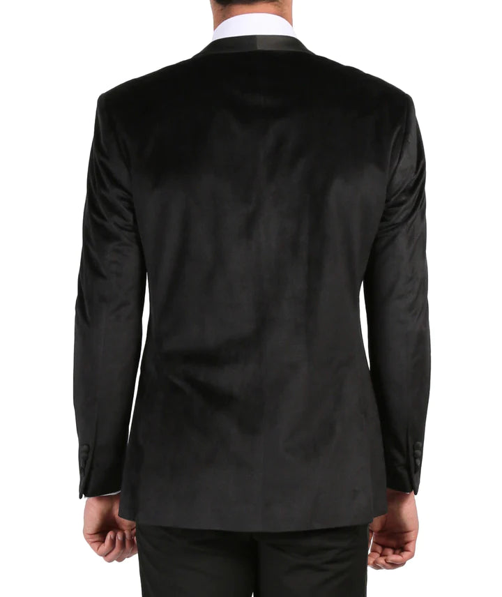 Enzo Black Slim Fit Velvet Shawl Collar Tuxedo Blazer - 34 S