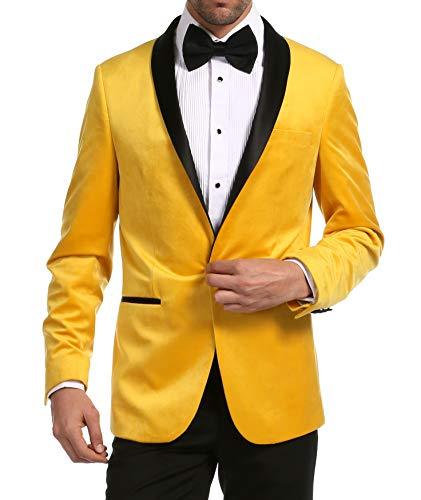Enzo Gold Slim Fit Velvet Shawl Tuxedo Blazer For Men - 36 R