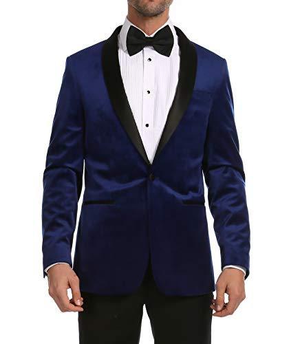 Enzo Indigo Velvet Slim Fit Shawl Lapel Tuxedo Men's Blazer - 36 R