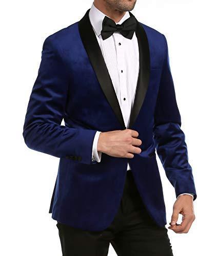 Enzo Indigo Velvet Slim Fit Shawl Lapel Tuxedo Men's Blazer - 36 R