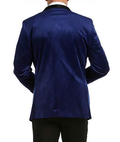 Enzo Indigo Velvet Slim Fit Shawl Lapel Tuxedo Men's Blazer - 36 R